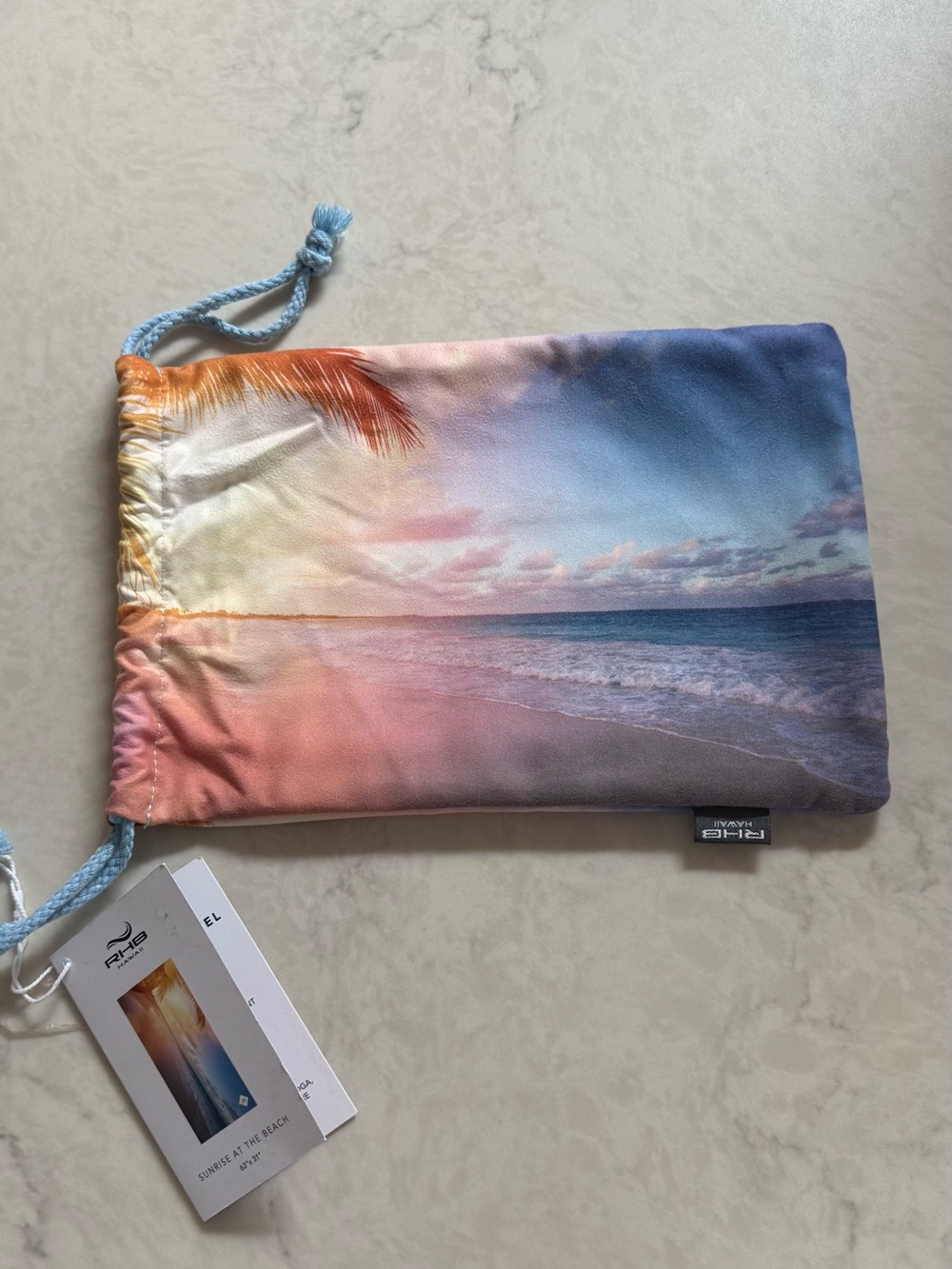 RHB Hawaii Microfiber Beach Towel with Drawstring Pouch - NWT
